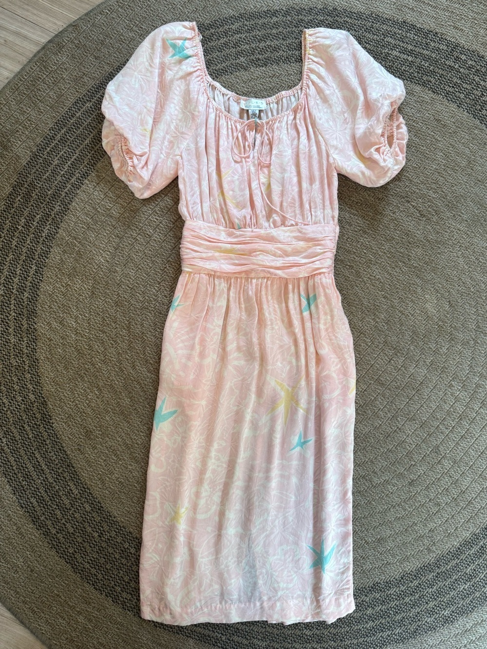 Vintage 80s Silks St. Gillian 100% silk midi dress pink pastels Extra Small (XS) - Picture 7 of 13